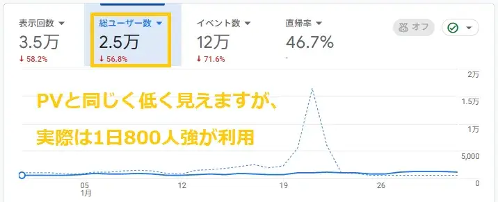 半年目の訪問者数